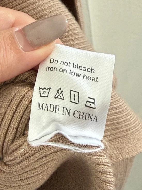 V-Neck Belted Maternity Sweater Dress in Taupe - Picture 8 of 8